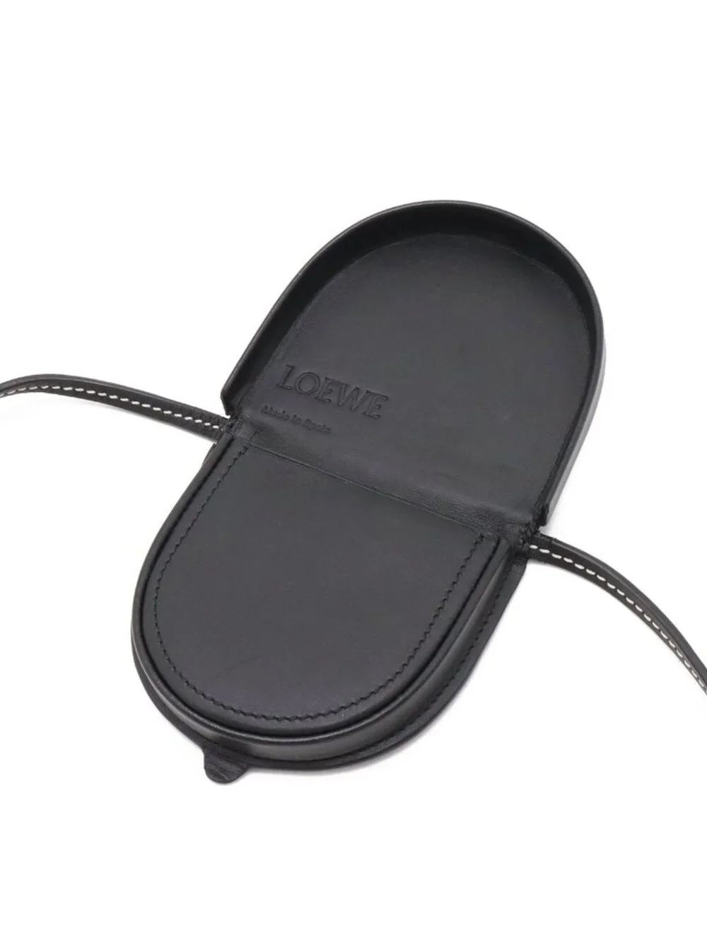 Loewe Anagram Heel Pouch Mini Shoulder Bag Pochette Calf Leather Black